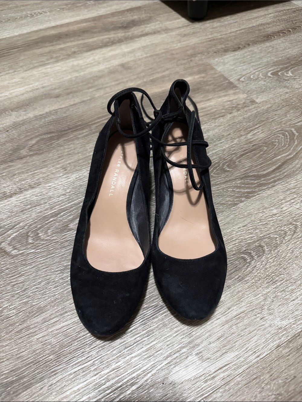 Loeffler Randall Black Suede Lace-Up Ballet Flats